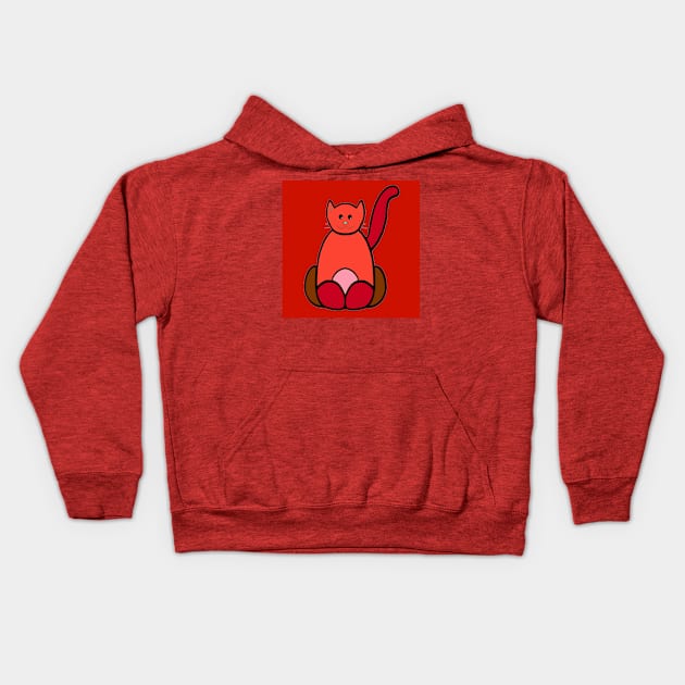 RED CAT BUDA Kids Hoodie by CATUNIVERSE